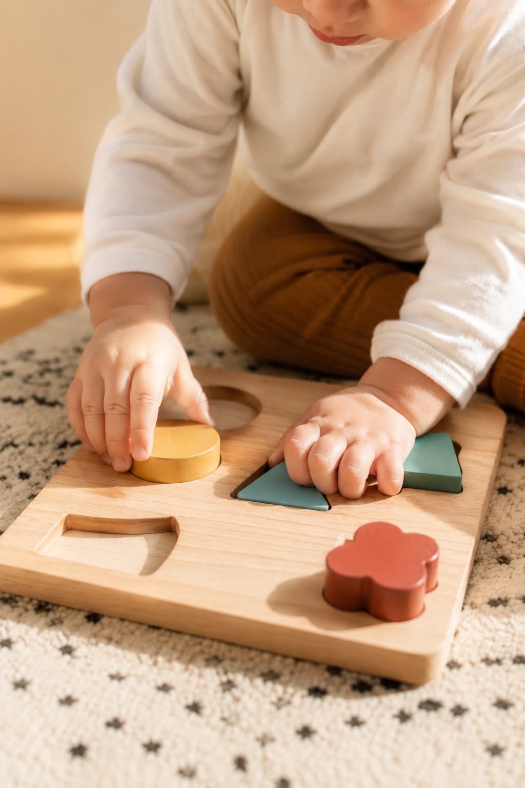 Enfant utilisant un jeu d’encastrement